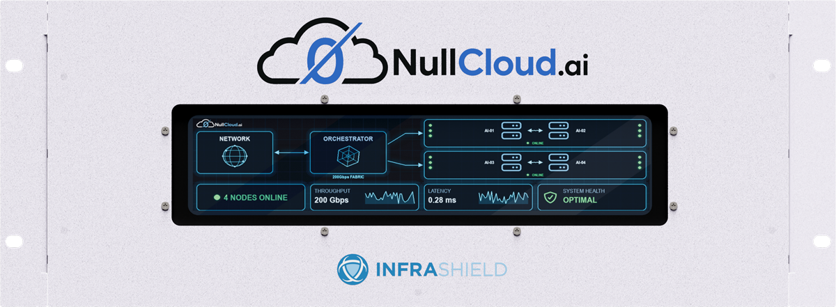 InfraShield NullCloud.ai 4U rackmount local AI appliance, front view